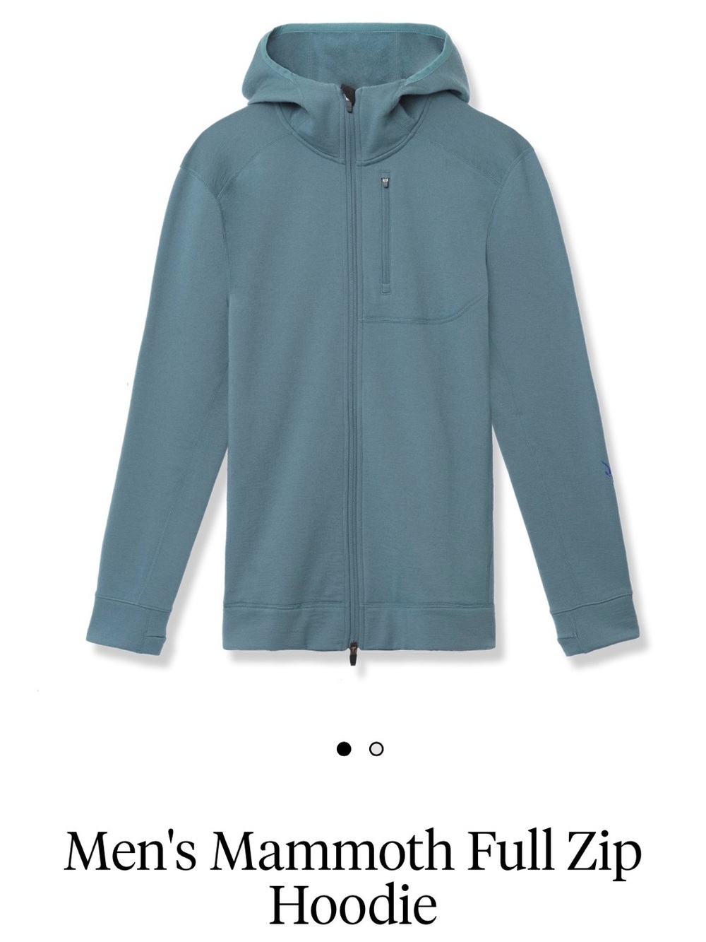 ibex Men's Mammoth Full Zip Hoodie - Teal Blue